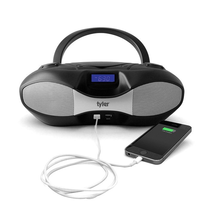 Tyler Portable Sport Stereo MP3/CD Boombox Player TAU104-BK with USB Charging Port for Phones and Tablets, USB... N4
