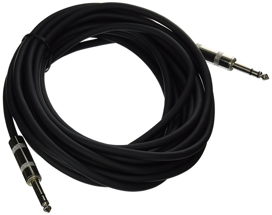 Seismic Audio - SATRX-25Black - 25 Foot Black 1/4" TRS Patch Cable - Balanced Cord - Effects