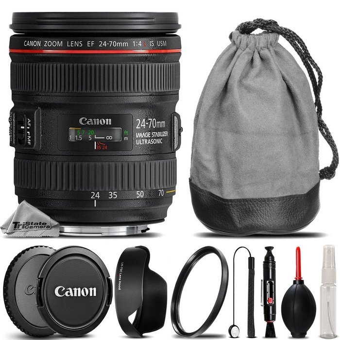Canon EF 24-70mm f/4L IS USM Lens + UV Filter + Lens Cap Holder + Cleaning Brush + Air Cleaner + Cleaning Kit...