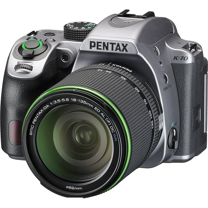 Pentax K-70 All Weather Wi-Fi Digital Camera & 18-135mm WR Lens (Silver) with 55-300mm Lens + 64GB Card + Case... N3