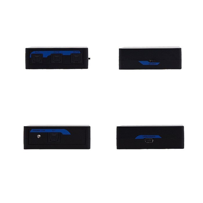LinkS TOSLINK Digital Optical Audio Splitter 1x3 One Input to Three Outputs (1X3 Audio splitter) N4