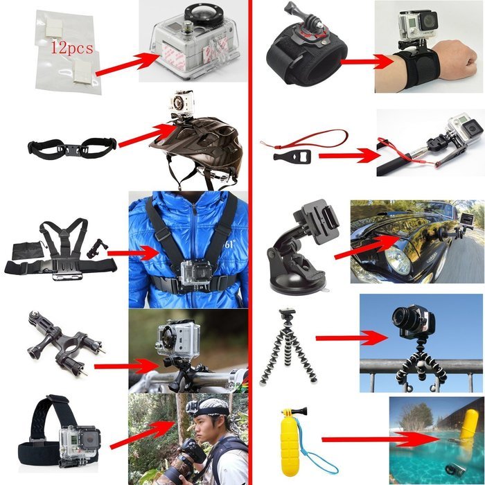 VolksPro GoPro Accessories Kit Great Kit Bundle for GoPro Hero 4 Hero 3+ Hero 3 2 and GoPro Hero Camera Compatible... N4