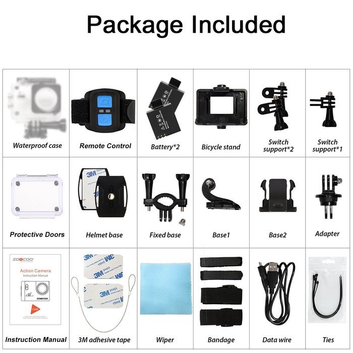 Sports Camera, SOOCOO 4K Action Camera 20MP 2.0 Inch Waterproof Diving Camera Wrist 2.4G Wireless RF Remote Control... N4