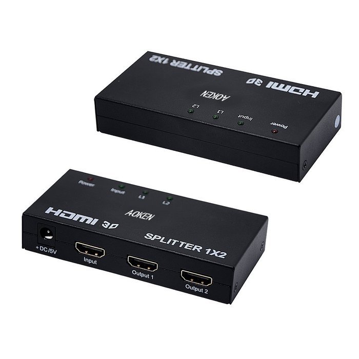 Aoken 1x8 8 Ports HDMI Powered Splitter for Full HD 1080P & 3D Support (One Input To Eight Outputs) N11