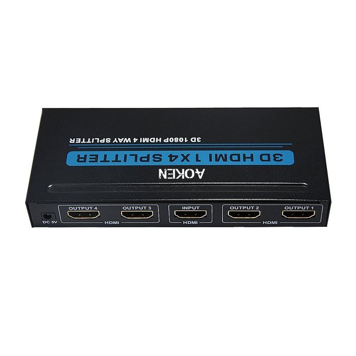 Aoken 1x8 8 Ports HDMI Powered Splitter for Full HD 1080P & 3D Support (One Input To Eight Outputs) N14