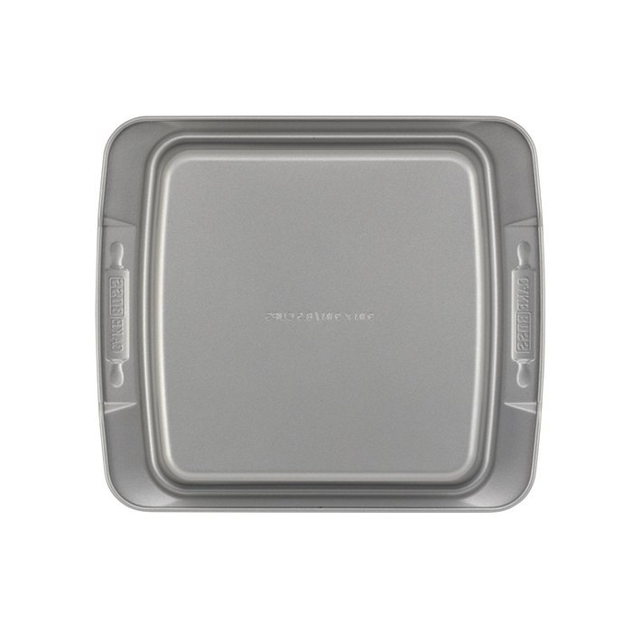 Cake Boss Deluxe Nonstick Bakeware 9-Inch by 5-Inch Loaf Pan, Gray with Red Silicone Grips N4