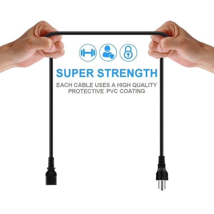 3 Pack - 3ft High Performance Premium Power Supply Cable NEMA5-15P to IEC C13 - Universal Connection Supports... N15