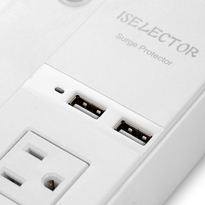 ISELECTOR Surge Protector 4320J 5-Outlet Individual Switch Power Strip with 3.4A 2-Port USB Charging Station N5