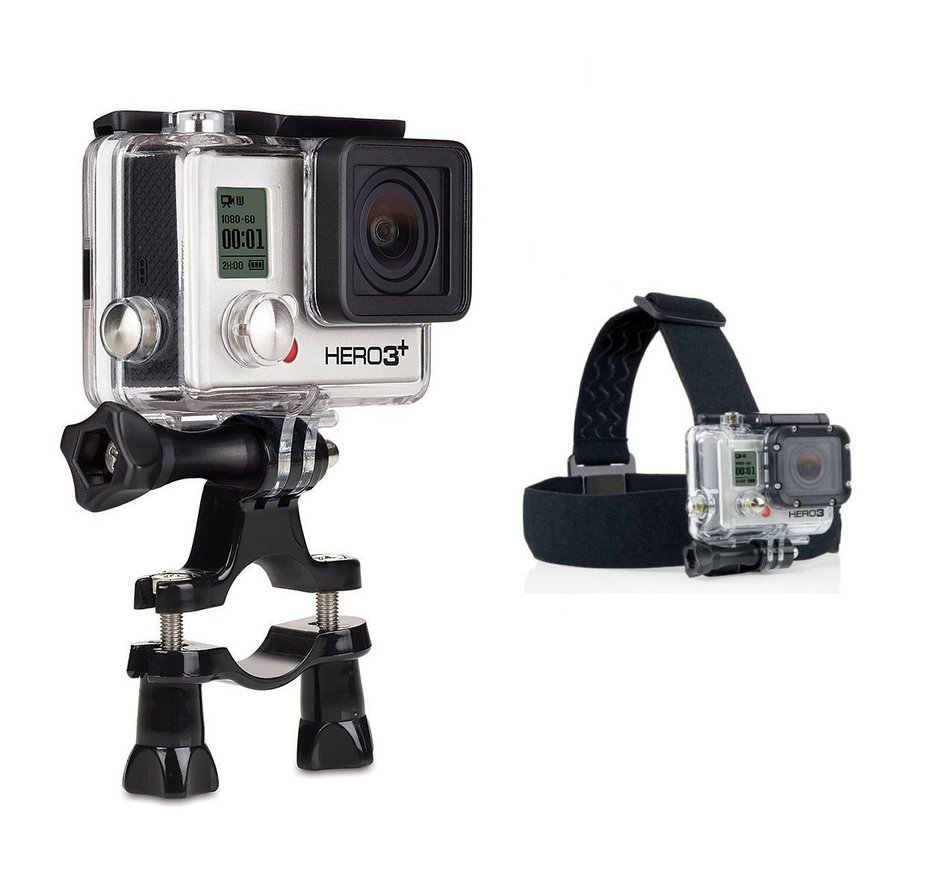 ProGear Headstrap Mount And Bicycle Mount With 3 Way Adjustable Arm For GoPro Hero 4/3+/3/2/1