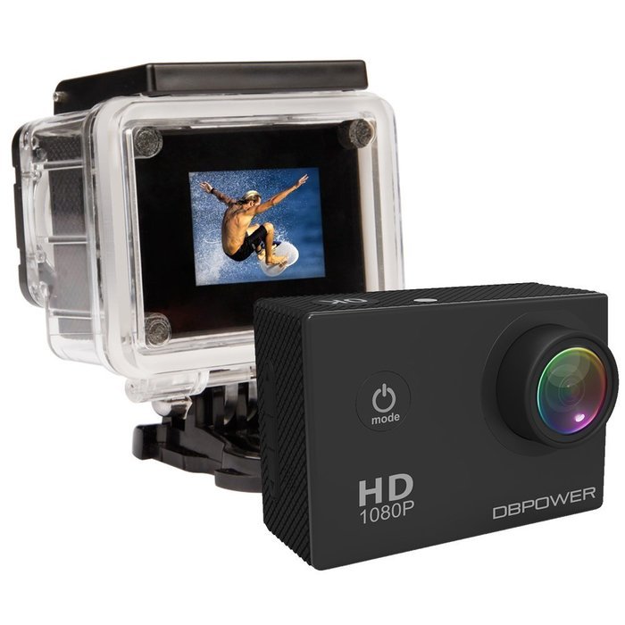 DBPOWER Waterproof Action Camera 12MP 1080P HD with 2 Batteries and Free Accessories Kit(White) N6