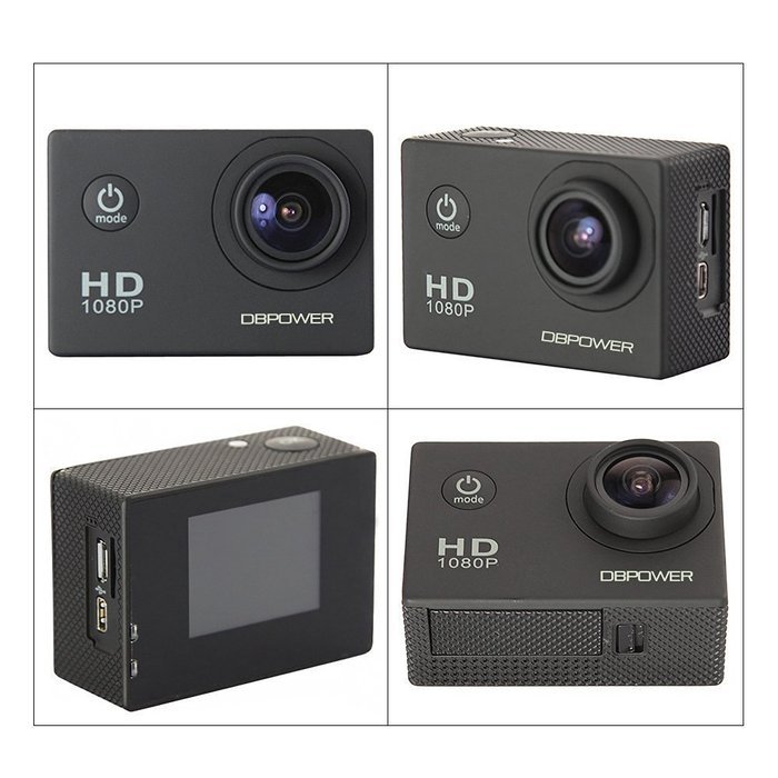 DBPOWER Waterproof Action Camera 12MP 1080P HD with 2 Batteries and Free Accessories Kit(White) N7