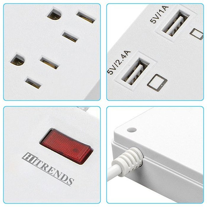 HITRENDS Power Strip Surge Protector 6 Outlets with 6 USB Charging Ports Multiplug 1625W/13A for iPhone 7 6 6s... N5