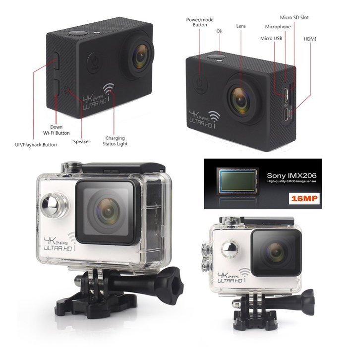 TEKCAM 4K WIFI Sports Action Camera Ultra HD Waterproof DV Camcorder 16MP 170 Degree Wide Angle 2 inch LCD Screen... N10