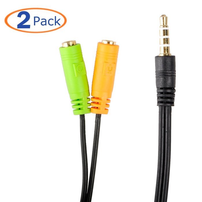 Conwork Headset Jack Adapter Splitter for iPhone 6/5/4s, iPad, Split 4-Pole 3.5mm Stereo into Separate Headphone... N2