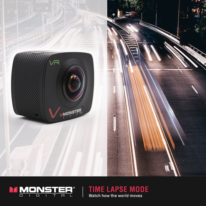 Monster Vision 360 Camera 1080p 60 fps Action Camera, 16GB MicroSD included, Ultra Wide Angle, WiFi Enabled [CAMVI... N32