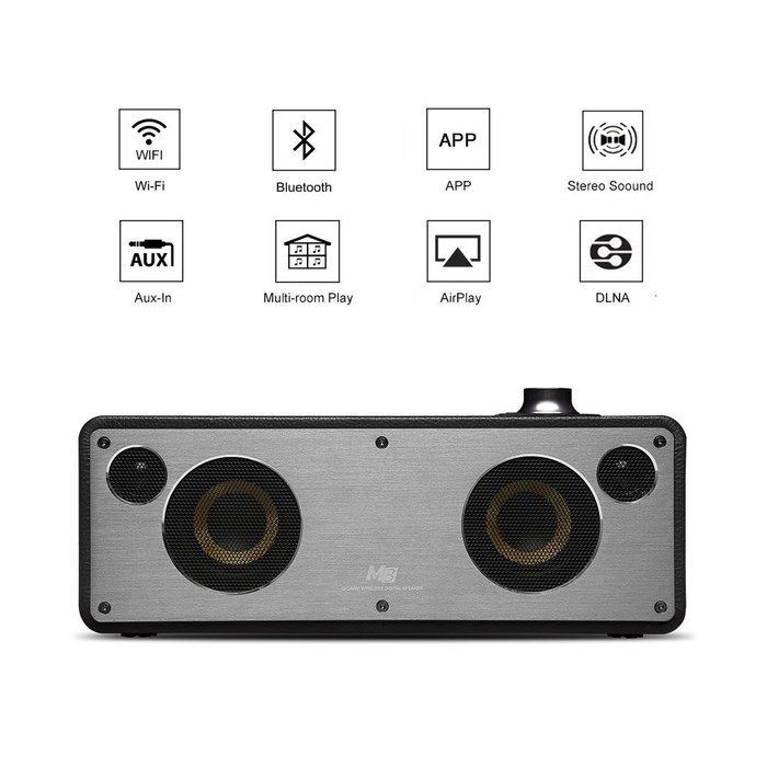 GGMM M3 Retro Wi-Fi/Bluetooth Stereo Wireless Leather Speaker | Featuring 40W Output, Multi-Room Play, Airplay... N7