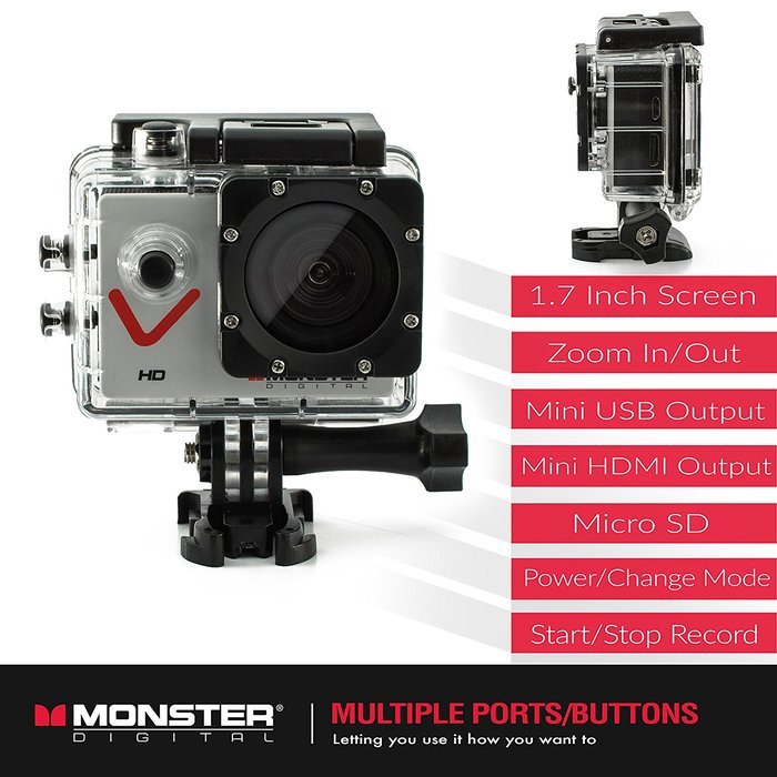 Monster Vision 360 Camera 1080p 60 fps Action Camera, 16GB MicroSD included, Ultra Wide Angle, WiFi Enabled [CAMVI... N34