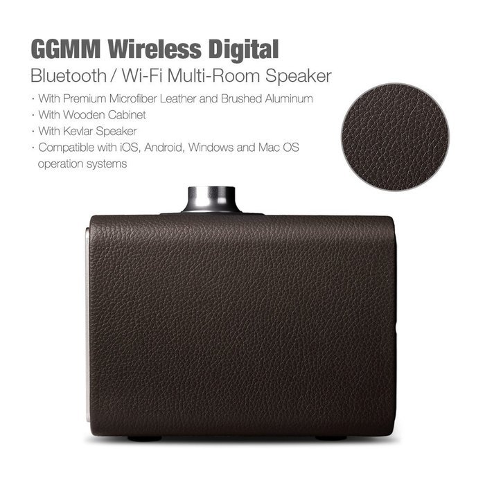 GGMM M3 Retro Wi-Fi/Bluetooth Stereo Wireless Leather Speaker | Featuring 40W Output, Multi-Room Play, Airplay... N10