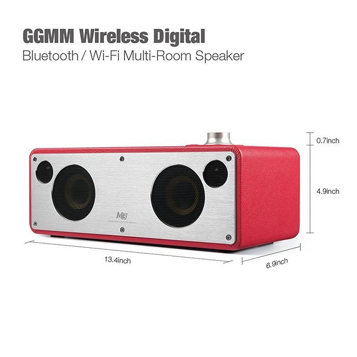 GGMM M3 Retro Wi-Fi/Bluetooth Stereo Wireless Leather Speaker | Featuring 40W Output, Multi-Room Play, Airplay... N14