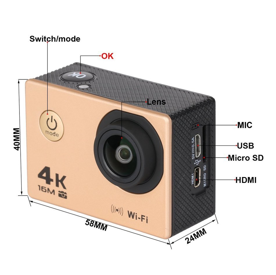 ZD App Wifi Sport Camera For Diving,Skiing,Cycling Camcorders HD1080P