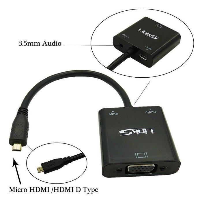 LinkS Active Micro HDMI to VGA Male to Female Adapter in white N6