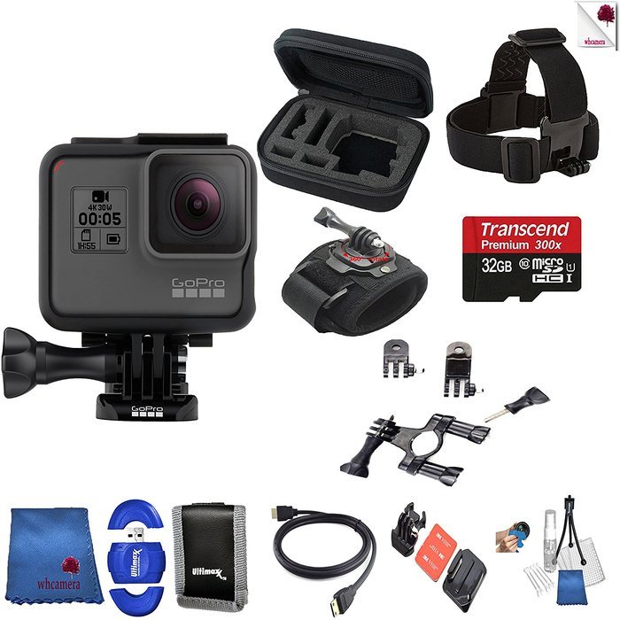 Gopro Hero 5 Black Biking Bundle 11 Piece Bundle Includes: Go Pro Hero5 Black + Case + Head Strap + 32 GB Memory...