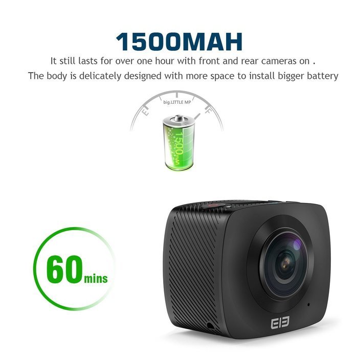 Elephone 360 Degree Mini VR Dual Spherical Lens 1080P @30fps Full HD Wi-Fi Digital Photography Video Capture Action... N3