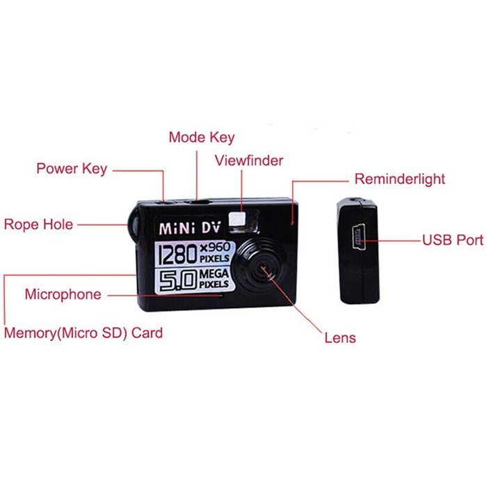 Y-bluesky Mini DV High Definition Video Camera Webcam Function DVRs Sports Video Camera + 2GB Memory Card, Black N3