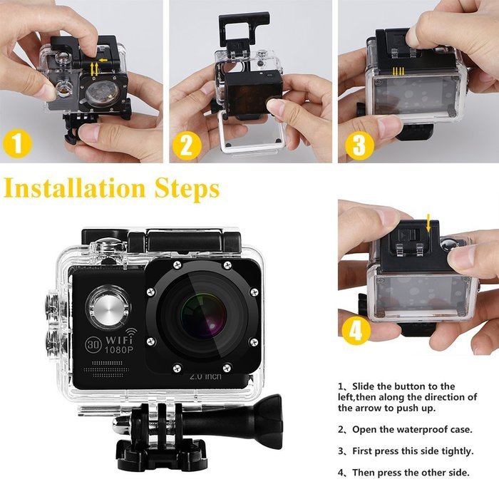 Sports Action Camera , ARCHEER 2.0 Inch 4K HD Waterproof Camera Portable DV Car Helmet Camcorder 2.4G WiFi Diving... N2