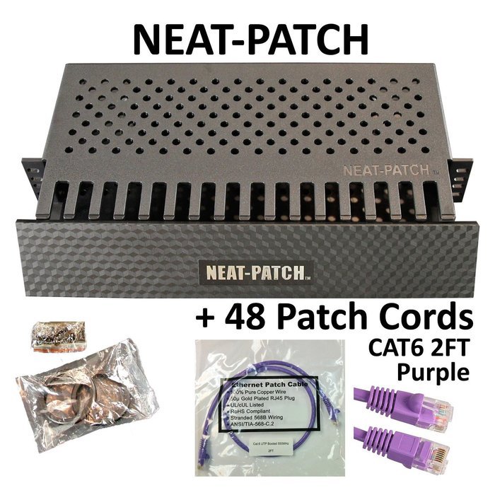 Neat Patch Cable Manager (10 Units) w/ 240 CAT6 Patch Cables (2FT Green) N75
