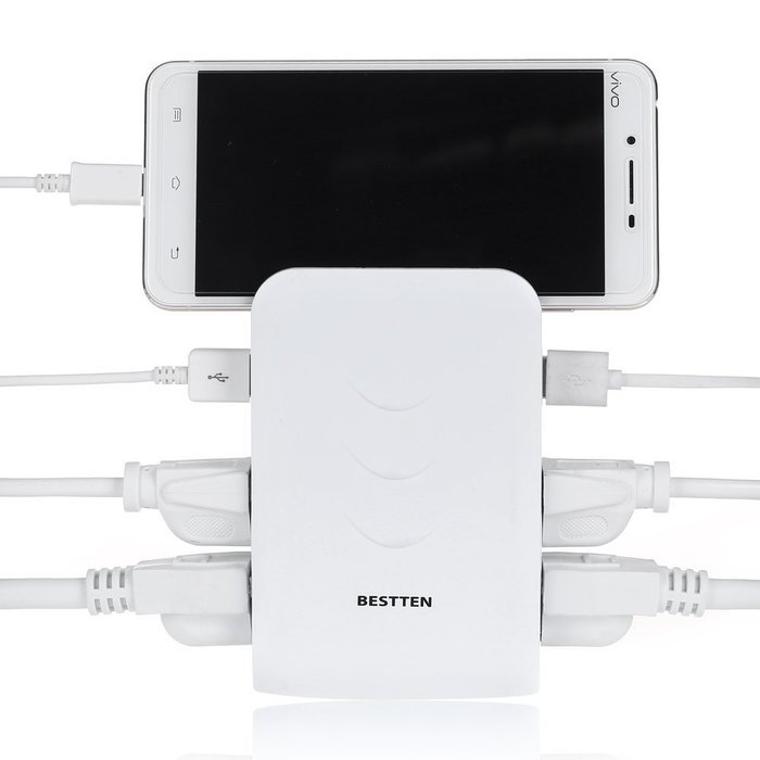Bestten Wall Outlet Surge Protector with Dual USB Charging Ports (3.1A) and 4 Outlets, Top Cell Phone Dock, Portable... N4