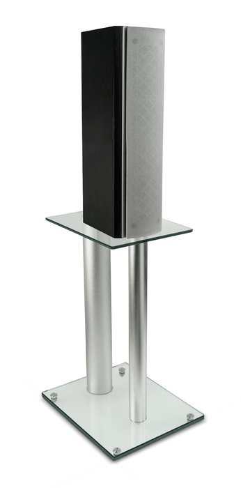 Mount-It! 2 Satellite Speaker Stands for Surround Sound Home Theaters, Glass and Aluminum, Black (MI-28) N13