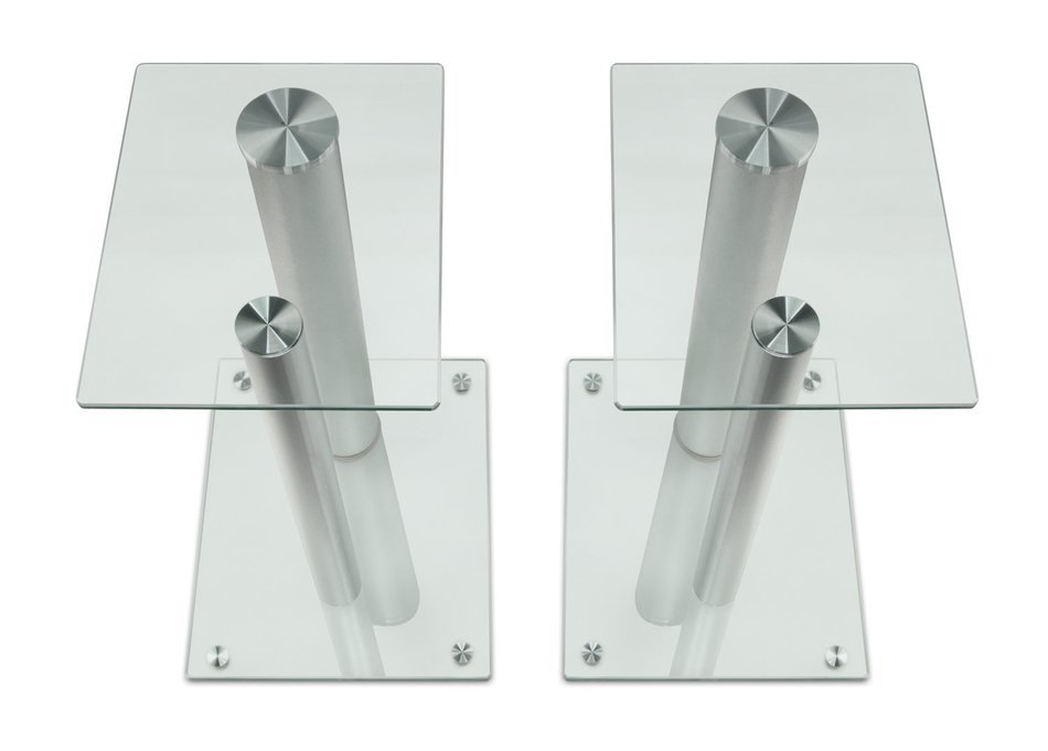 Mount-It! 2 Satellite Speaker Stands for Surround Sound Home Theaters, Glass and Aluminum, Black (MI-28) N16
