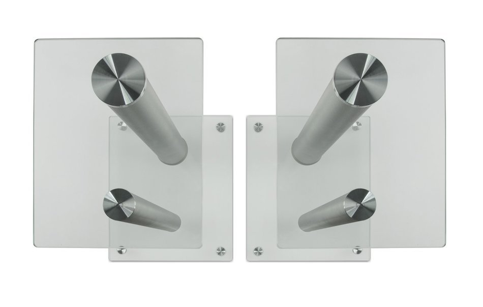 Mount-It! 2 Satellite Speaker Stands for Surround Sound Home Theaters, Glass and Aluminum, Black (MI-28) N17