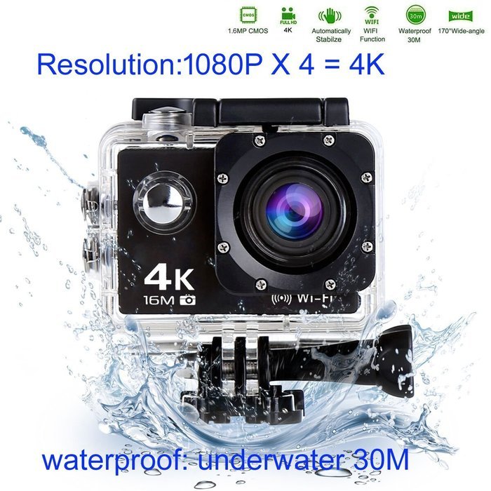 HTRise digital video camera camcorder, HD 4K 30fps 16MP WiFi with Waterproof for Action Sports Diving N5