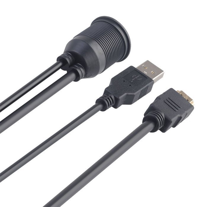BATIGE USB & HDMI to HDMI + USB AUX Extension Dash Panel Waterproof Car Flush Mount Cable For Car Boat and Motorcycle... N3