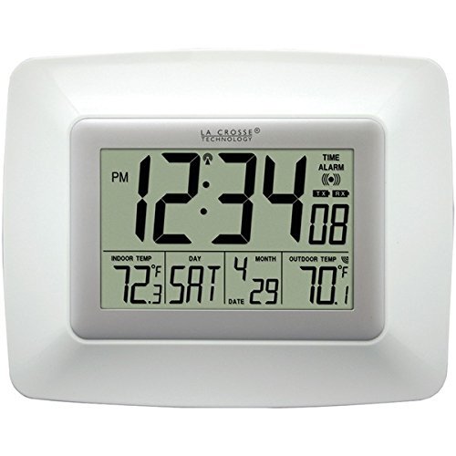 New LA CROSSE TECHNOLOGY WS-8119U-IT-W Atomic Digital Clock with Indoor/Outdoor Temperature (White)