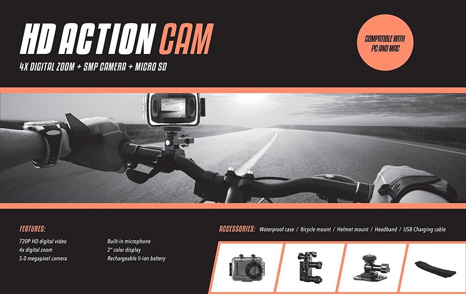Emerson EVC555SL EVC555 HD Action Camera (Silver) N7