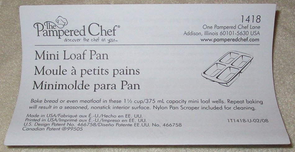 Pampered Chef Stoneware Mini Loaf Pan N2