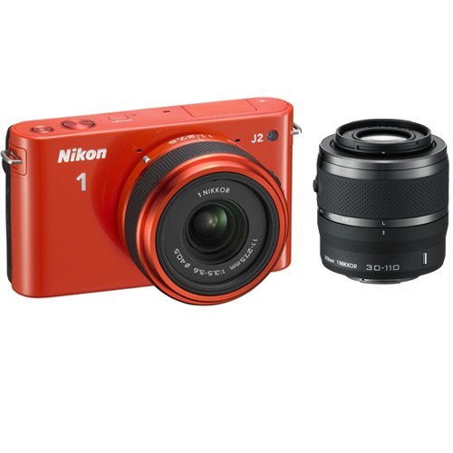 Nikon 1 J2 10.1 MP HD Camera w/ 11-27.5mm f/3.5-5.6 and 30-110mm VR Lenses (Orange)