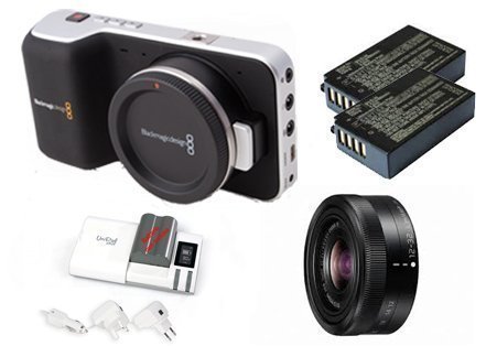 Kit Blackmagic Cinema Pocket Camera whit 1 Panasonic H-FS12032 standard zoom lens Lumix, 2 batteries BPH-0318N...