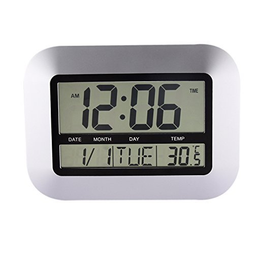 Vintage Digital Wall Clock Modern Design with Indoor and Outdoor Temperature N2