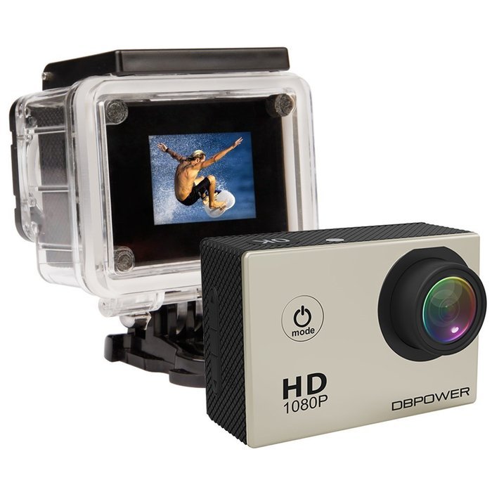 DBPOWER Waterproof Action Camera 12MP 1080P HD with 2 Batteries and Free Accessories Kit(White) N10