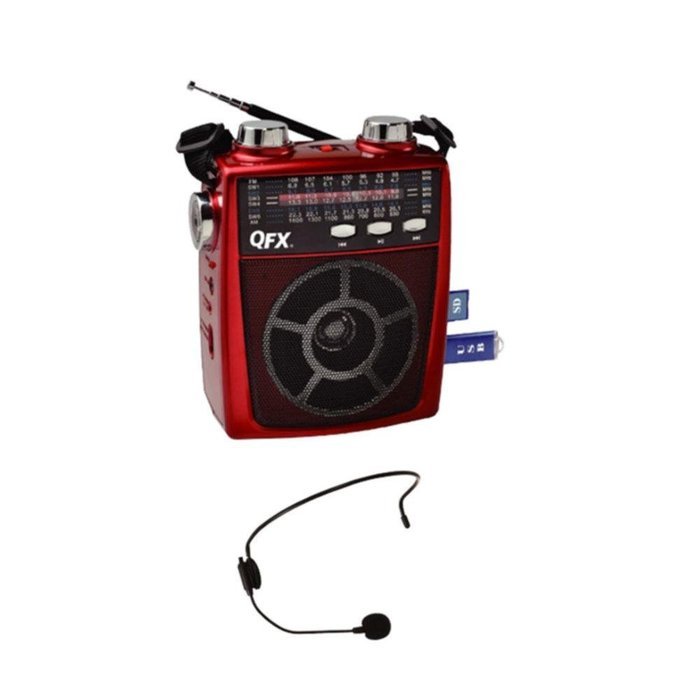 QFX Portable Pa system USB/SD and AM/FM/SW1-6 Radio 8 Band Radio- Red consumer electronics