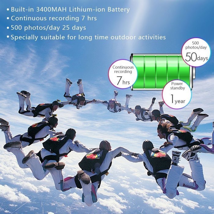 XM Sports HD 1080P Action Camera H.265 Built-in Wi-Fi Camcorder With 3400mAh Lithium-ion Battery & 16GB Micro... N5