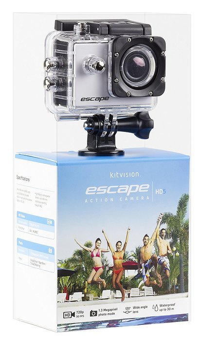 Kitvision Escape HD5 Waterproof HD 720p Action Camera with Mounting Accessories and Diving Case - Black N4