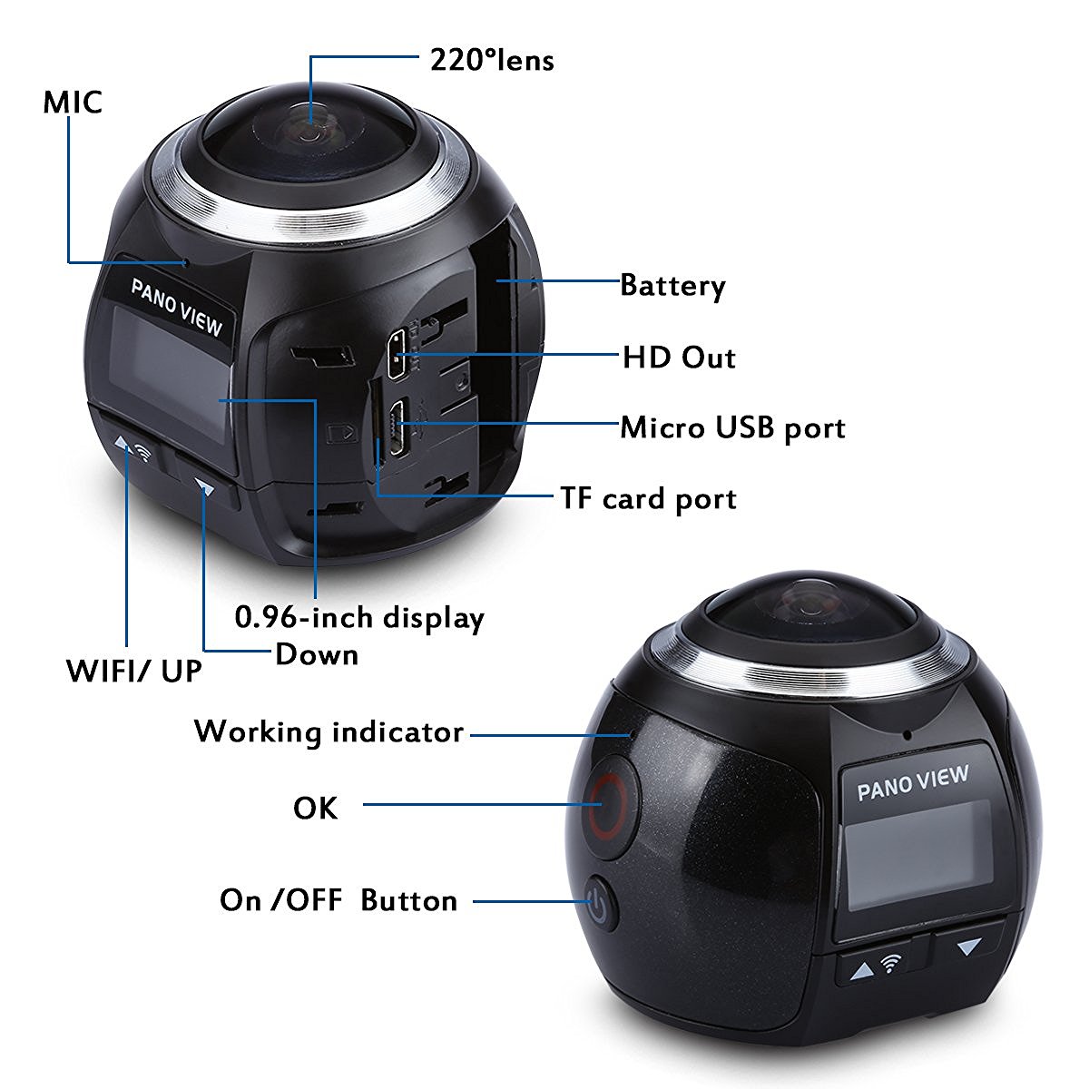 Excelvan V1 Waterproof WIFI 3K 30FPS 16MP Sport Action Camera 360 ...