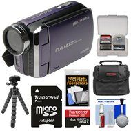 Bell &amp; Howell DV30HD 1080p HD Video Camera Camcorder (Purple) with 16GB Card + Case + Flex Tripod + Kit