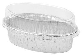 Disposable Aluminum Foil Mini Loaf Pans Tart Custard Pie 4-1/2", Oval Shape Small Wiht Plastic Lid for Pastries...