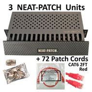 Neat Patch Cable Manager (10 Units) w/ 240 CAT6 Patch Cables (2FT Green) N82